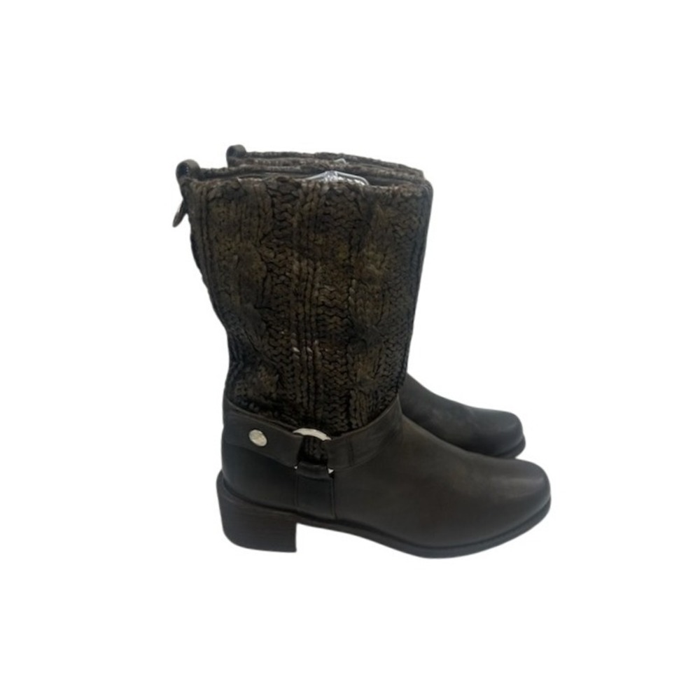 Stuart Weitzman Cuff Leather Ankle Boots Buckle Brown‎ Spain Women's Size 7 M